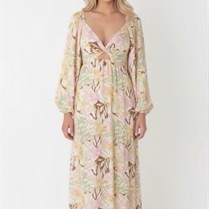 Roxy Floral Maxi Dress with Long Sleeves